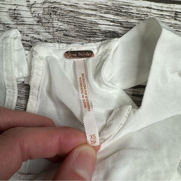 Free People Women's Crop Sheer Floral High Neck Tank Top XS Extra Small Cream - Picture 7 of 10